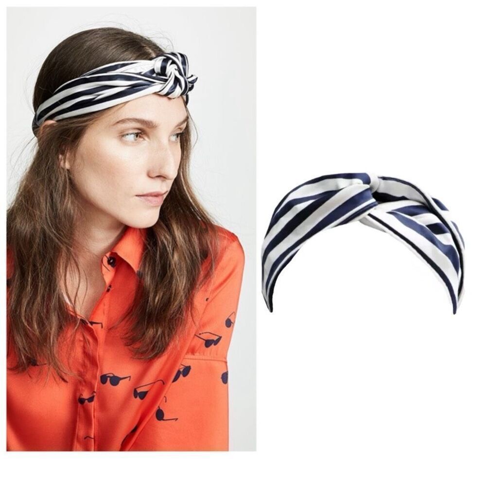 NWT Slip Pure Silk Headband Black and White Striped New NIB